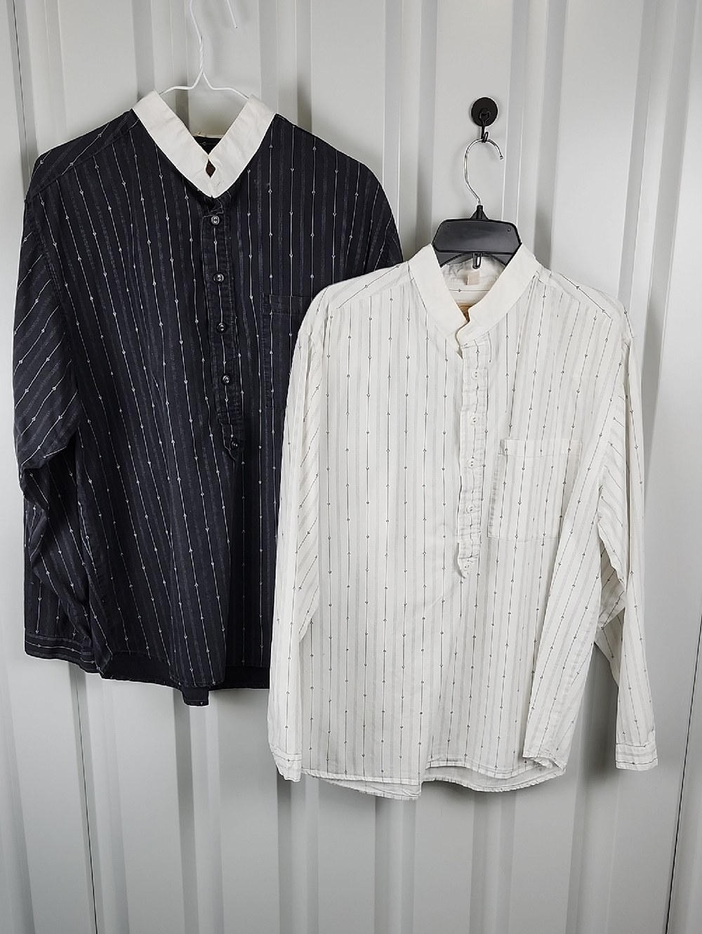 Wah Maker Frontier Clothing Men's Striped Hamilton Stand Collar Shirts Sz Large